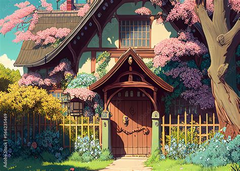 anime houses with metal fences|cute anime house ideas.